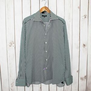 TED BAKER  French Cuff DRESS Shirt Black Striped Size 4